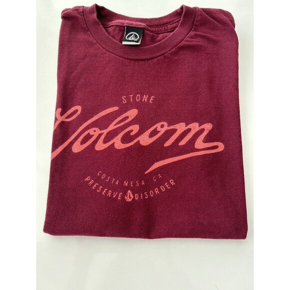 Stone VOLCOM Skaters Costa Mesa, CA Maroon T SHIRT ADULT Small 100% COTTON - Picture 1 of 8